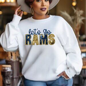 Let's Go Rams (Faux Sequin/Glitter) Sweatshirt - White/New